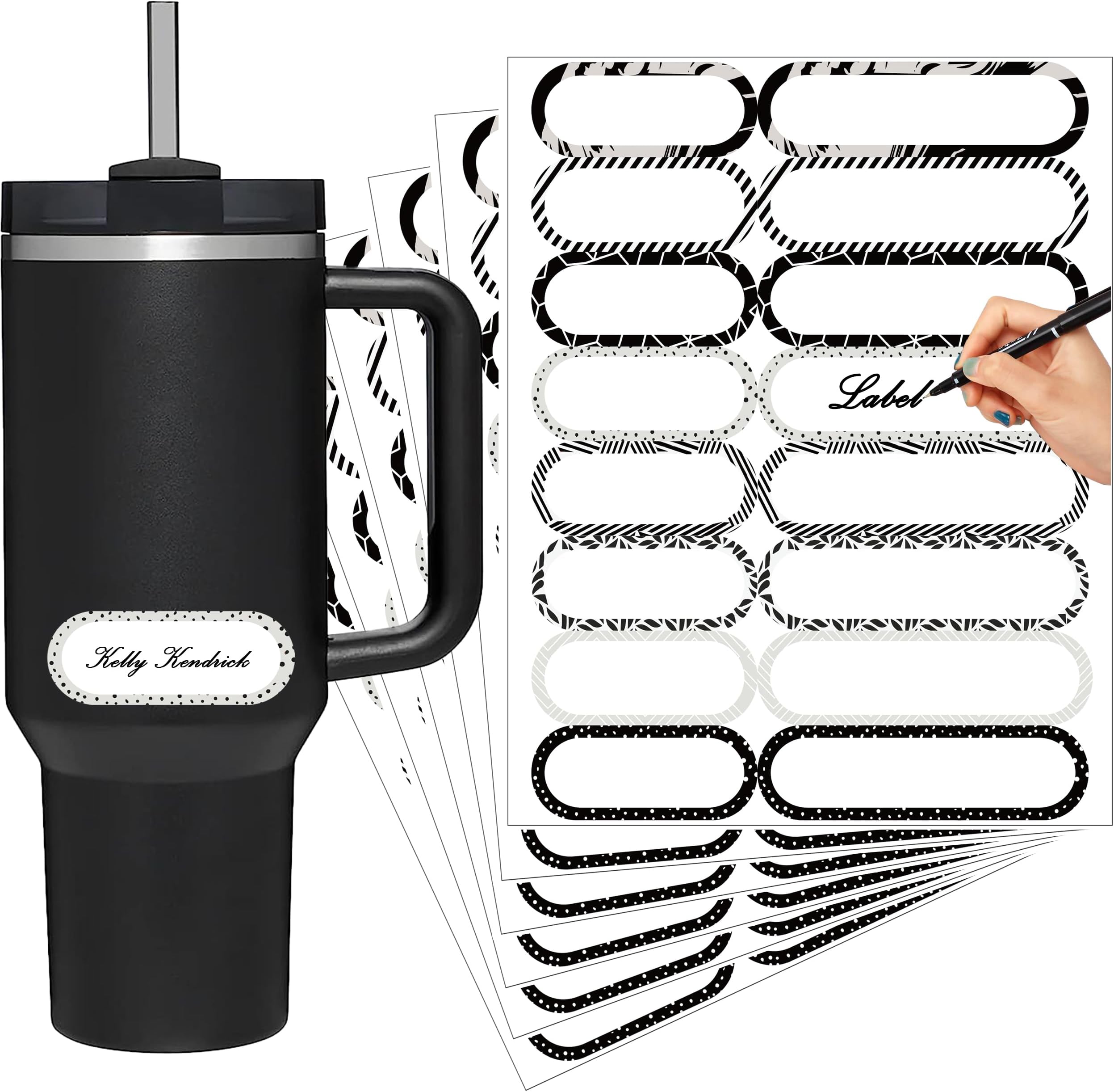 TOP GIA All-Purpose Waterproof Labels | Collections Waterproof Labels for Bottles & Containers - 96 Custom Stickers | Name Tags, Custom Stickers, School Supplies | Dishwasher, Freezer & Microwave Safe