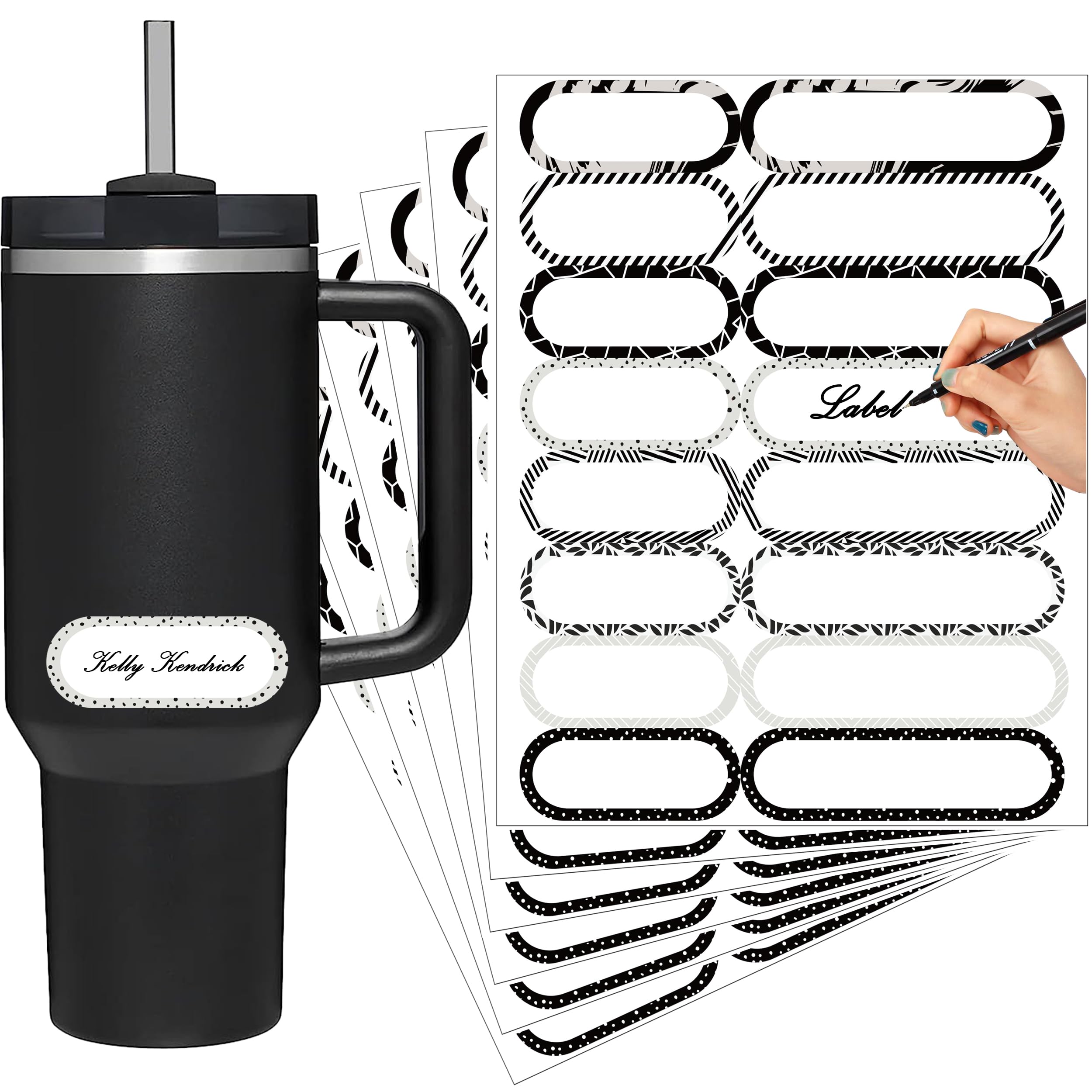 TOP GIA All-Purpose Waterproof Labels | Collections Waterproof Labels for Bottles & Containers - 96 Custom Stickers | Name Tags, Custom Stickers, School Supplies | Dishwasher, Freezer & Microwave Safe