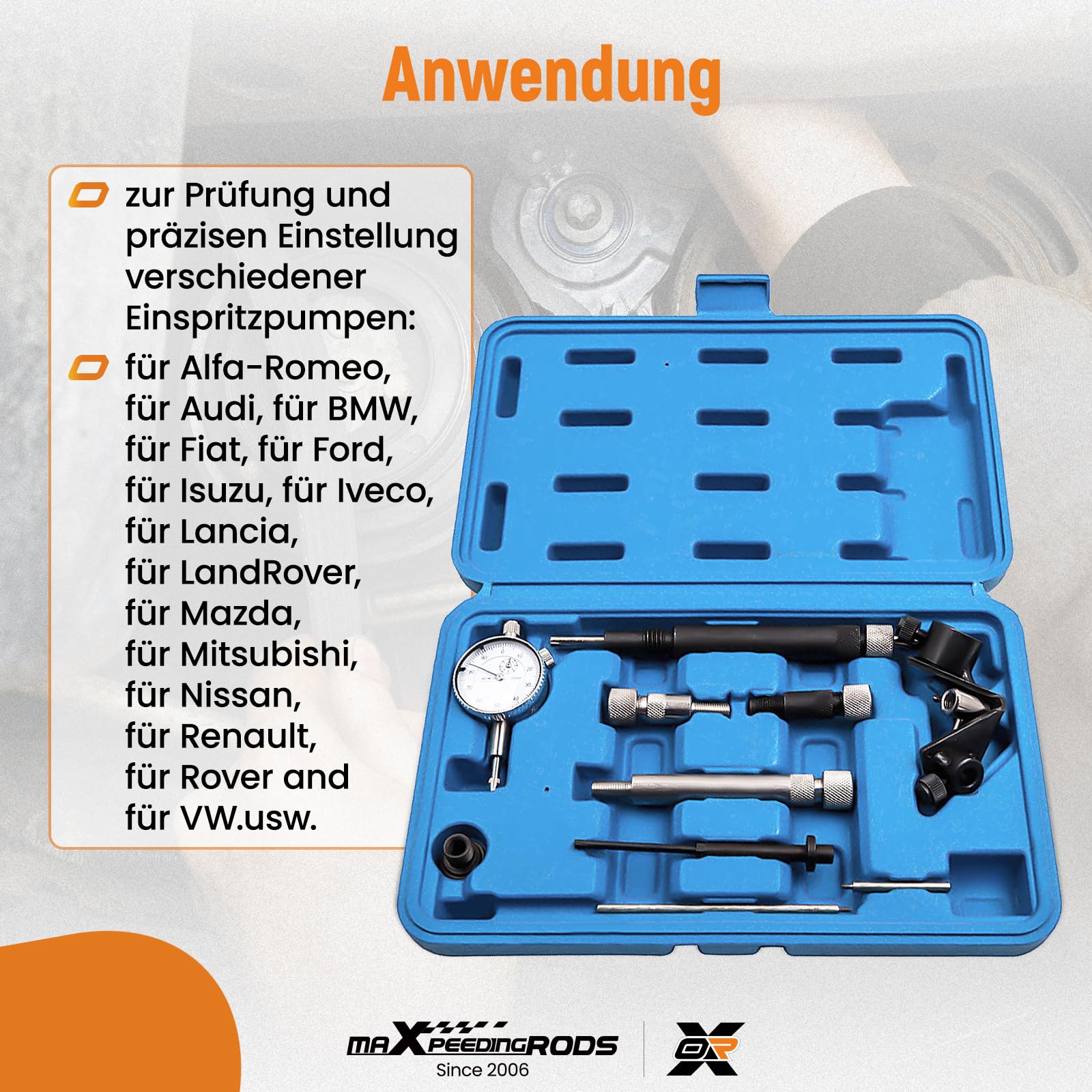 maXpeedingrods 10-częściowy Uniwersalny Zestaw do ustawiania Audi BMW | Do pompy wtryskowej, czujnik zegarowy, zestaw do paska rozrządu i pomp Diesla