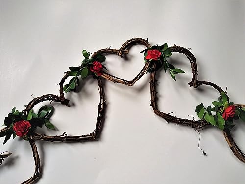 Miniatura 4 de Rustic Vine Garland in Hearts and Roses - Choose Length - Valentine's Decor, Wedding Reception Decoration