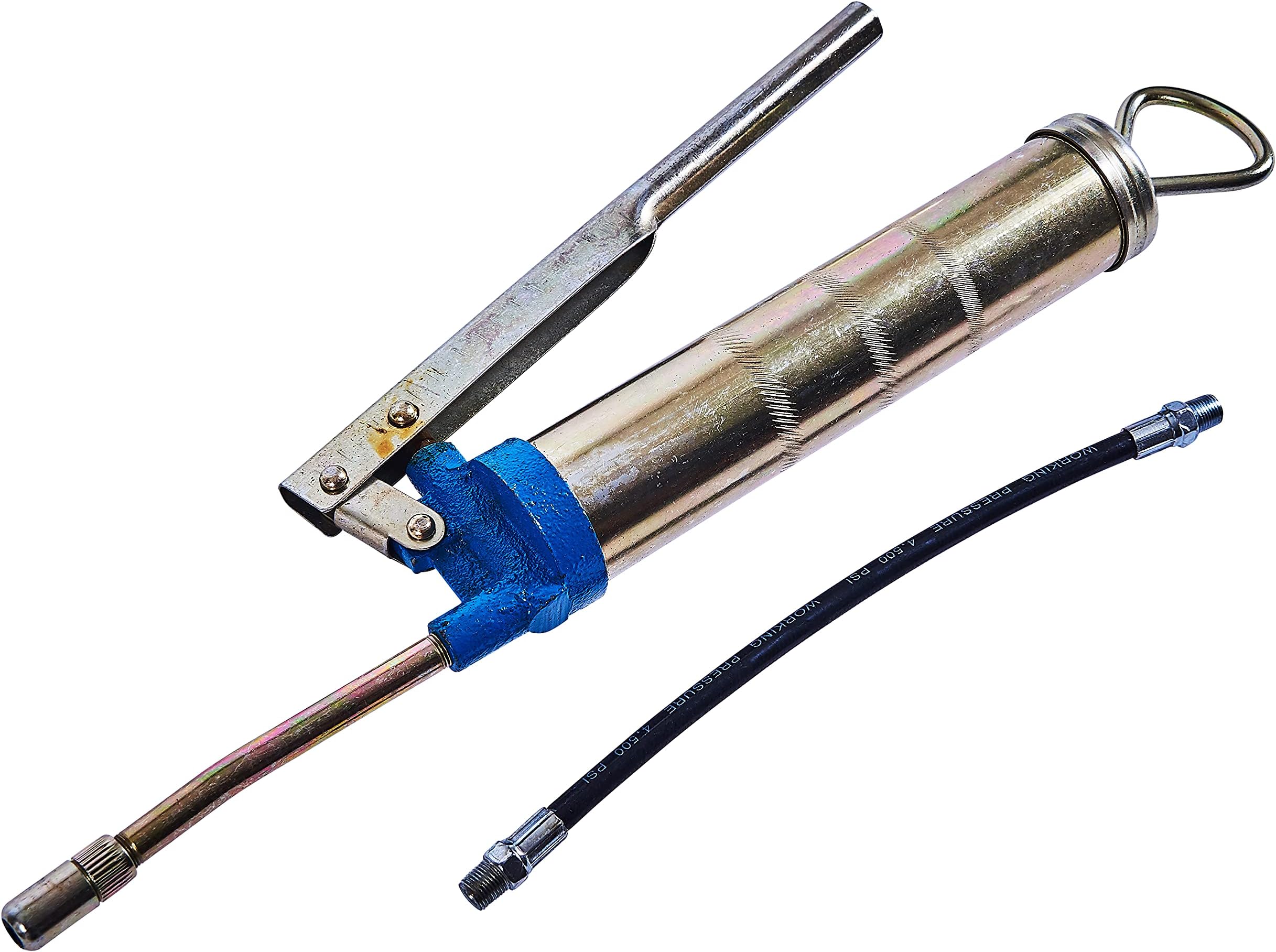 200 cc Grease Gun with Solid 130 mm & Flexible 250 mm Hoses, Refillable Cartridge & High-Pressure Lever Pump for Automotive & Workshop Use