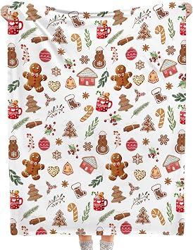 Christmas Gingerbread Blanket for Boys, Girls -Cozy Soft Flannel Lightweight and Warm Used for Room Bed Sofa 40"x50" for Kids Children