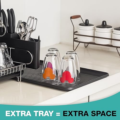 Miniatura 3 de Escurridor de platos verde de 2 niveles y juego de escurridor, soporte para tabla de cortar. Acero inoxidable 304 para encimera o sobre el