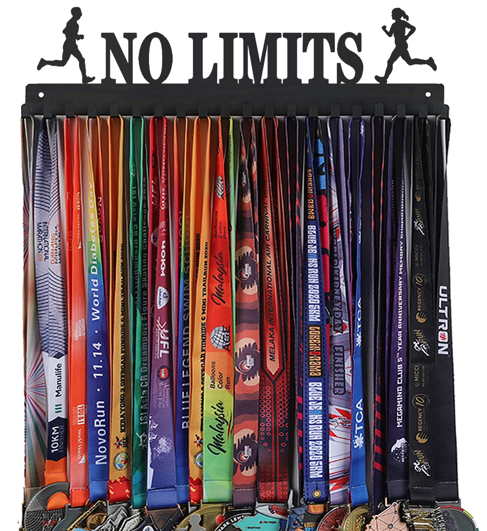 Goutoports Blackone Medal Holder Display Hanger Rack Frame For Sport Race Runner Sturdy Black Steel Metal Over 60 Medals (Hol07h)