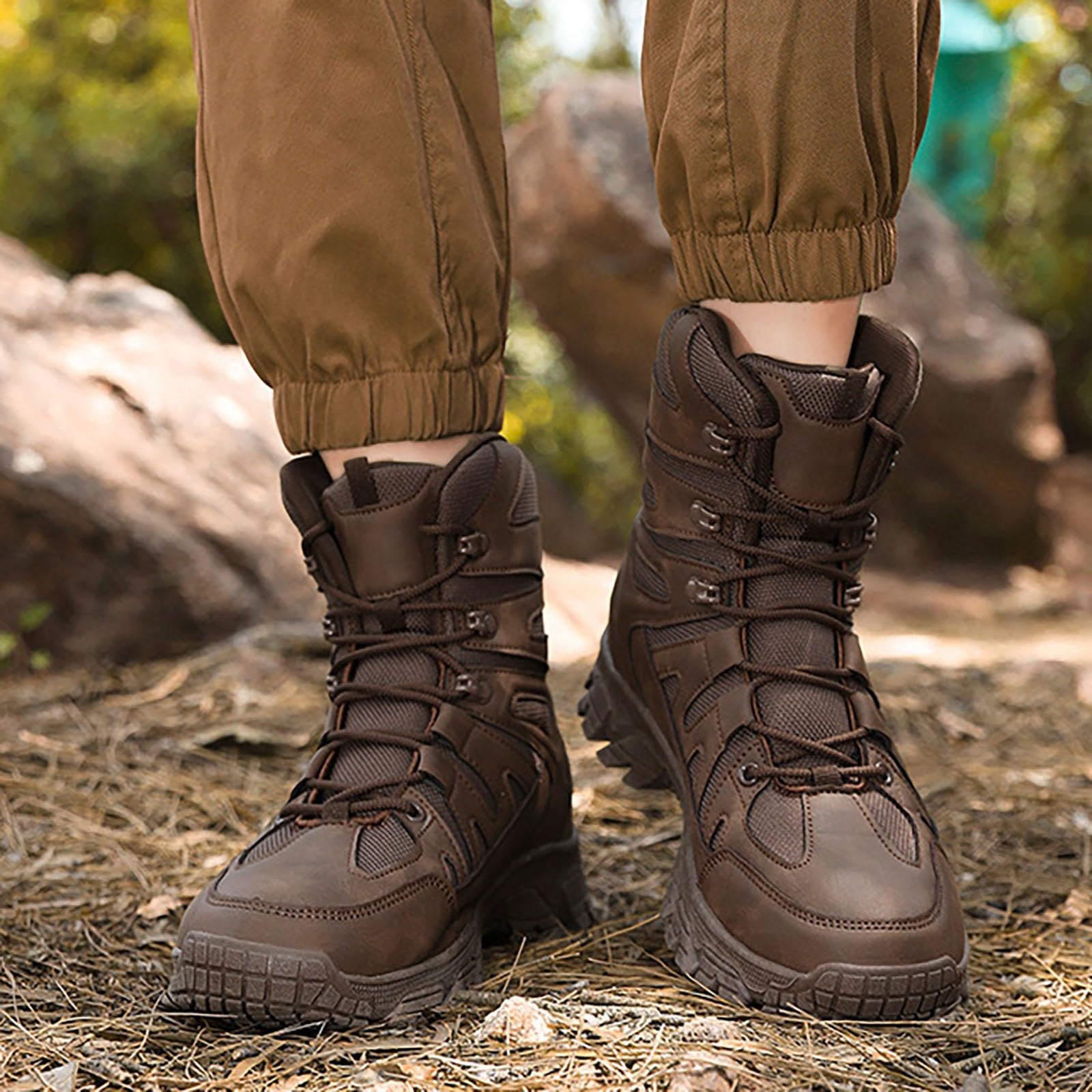 Stivali da trekking da uomo in pelle impermeabili ortopedici Chelsea stivali traspiranti all'aperto scarpe da passeggio antiscivolo stivali da moto stivali casual per campeggio trekking