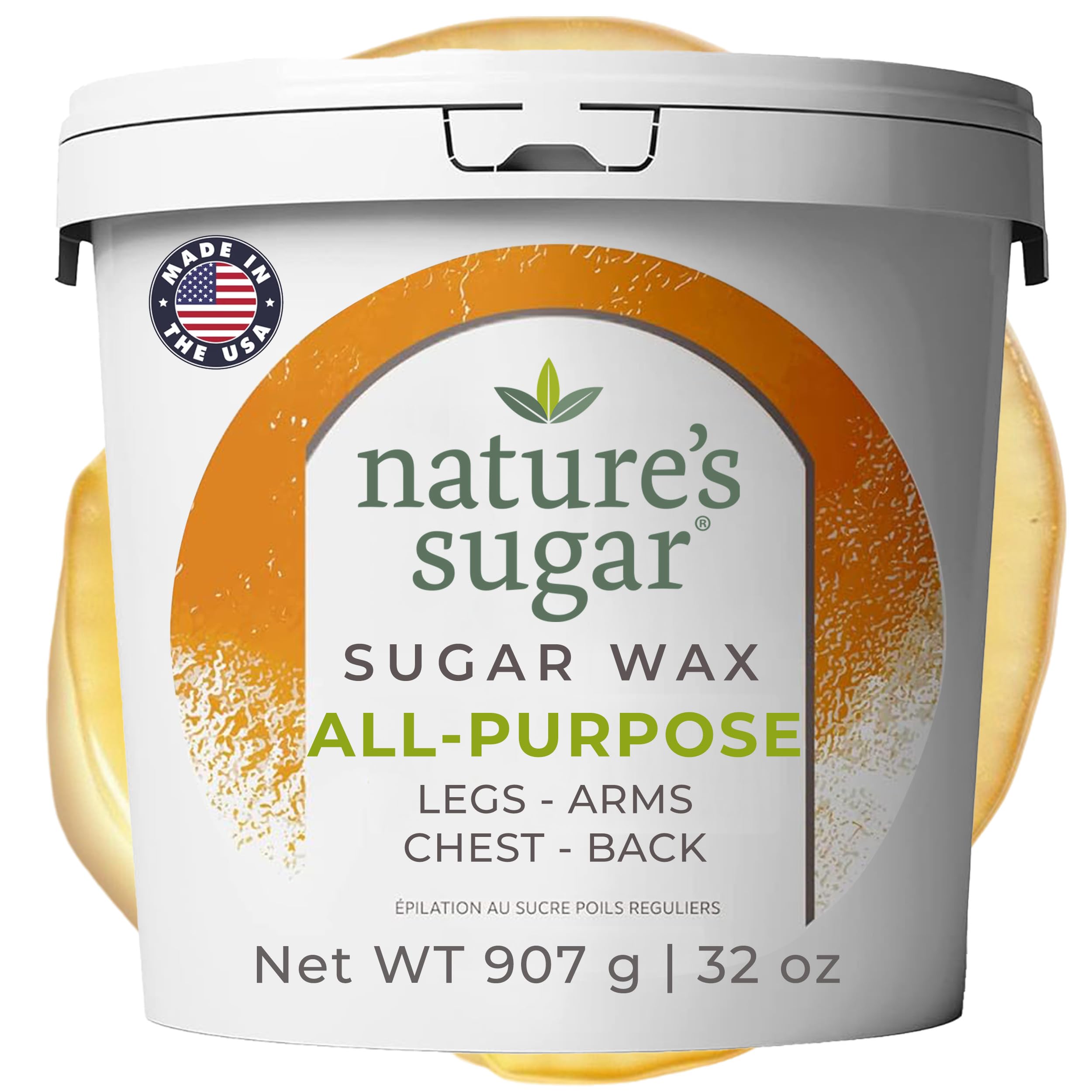 Nature's Sugar Wax All-Purpose ing Paste for Legs, Back, Arms, Chest - 35oz - Beginner-Friendly Wax Hair Removal for All Skin Types - Vegan & Cruelty-Free