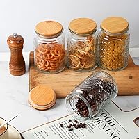 Vista 4 de WHJY Recipiente de almacenamiento de vidrio con tapa, tarros de vidrio herméticos, recipiente de té de granja, tarro de golosinas para perros