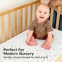 Vista 129 de 2-Pack Waterproof Baby Crib Sheets for Boys, Girls - 52x28 Viscose Derived from Bamboo Toddler Bed Sheet Neutral, Fitted Crib Mattress Protector