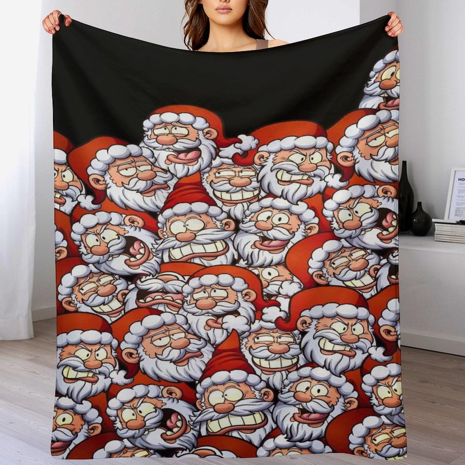 Plaid couverture polaire flanelle douce jeté de lit imprimé père Noël sofa