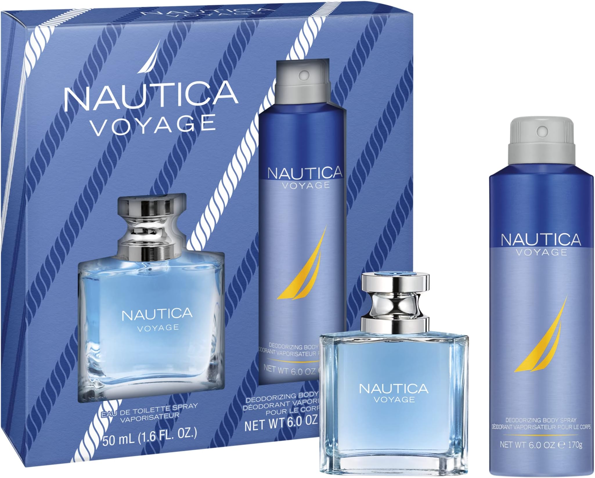 Voyage 2 piece Gift Set for Men - 1.6oz Eau De Toilette Spray + 6.0 oz Deodorizing Body Spray