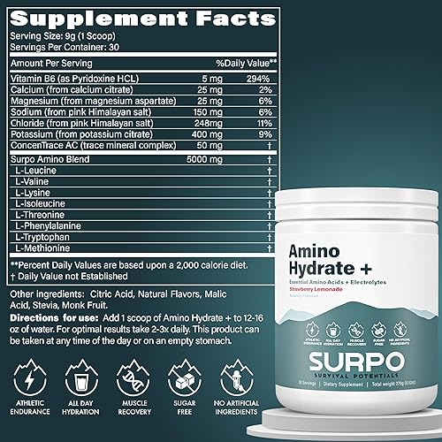 Miniatura 2 de Suplemento de aminoácidos esenciales y electrolitos en polvo sin azúcar, Keto EAA + BCAA Amino Energy Powder - Bebida en polvo de hidratación de