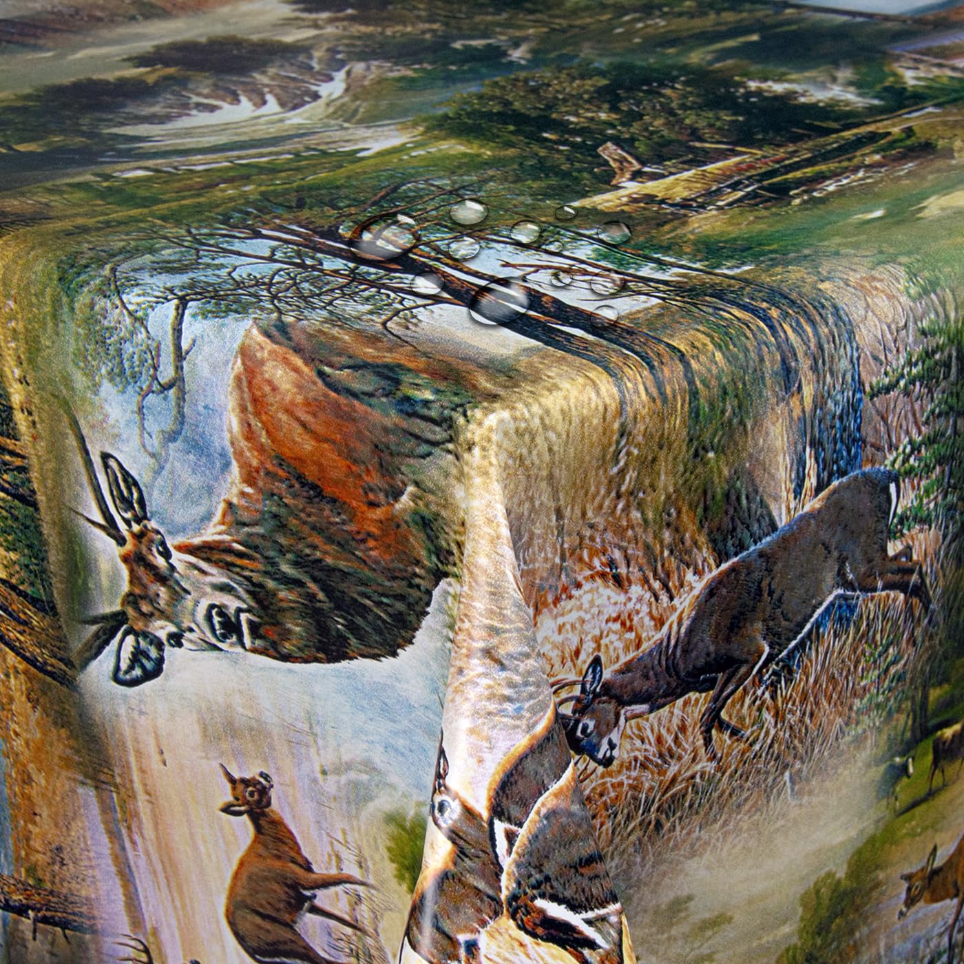 Wachstuch Wachstischdecke Gartentischdecke Jagd Wild Rechteckig 140 x 500 cm abwaschbare Tischdecke
