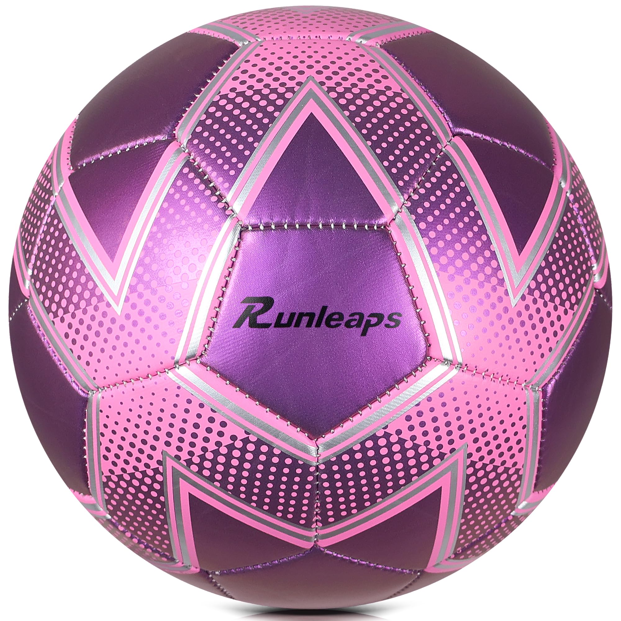 Runleaps Soccer Ball Size 4 for Kids, Ball Toys with Star Pattern Official Size Soccer Balls for Training, Playing, Boys, Girls, Toddlers Age 8-12?Purple?