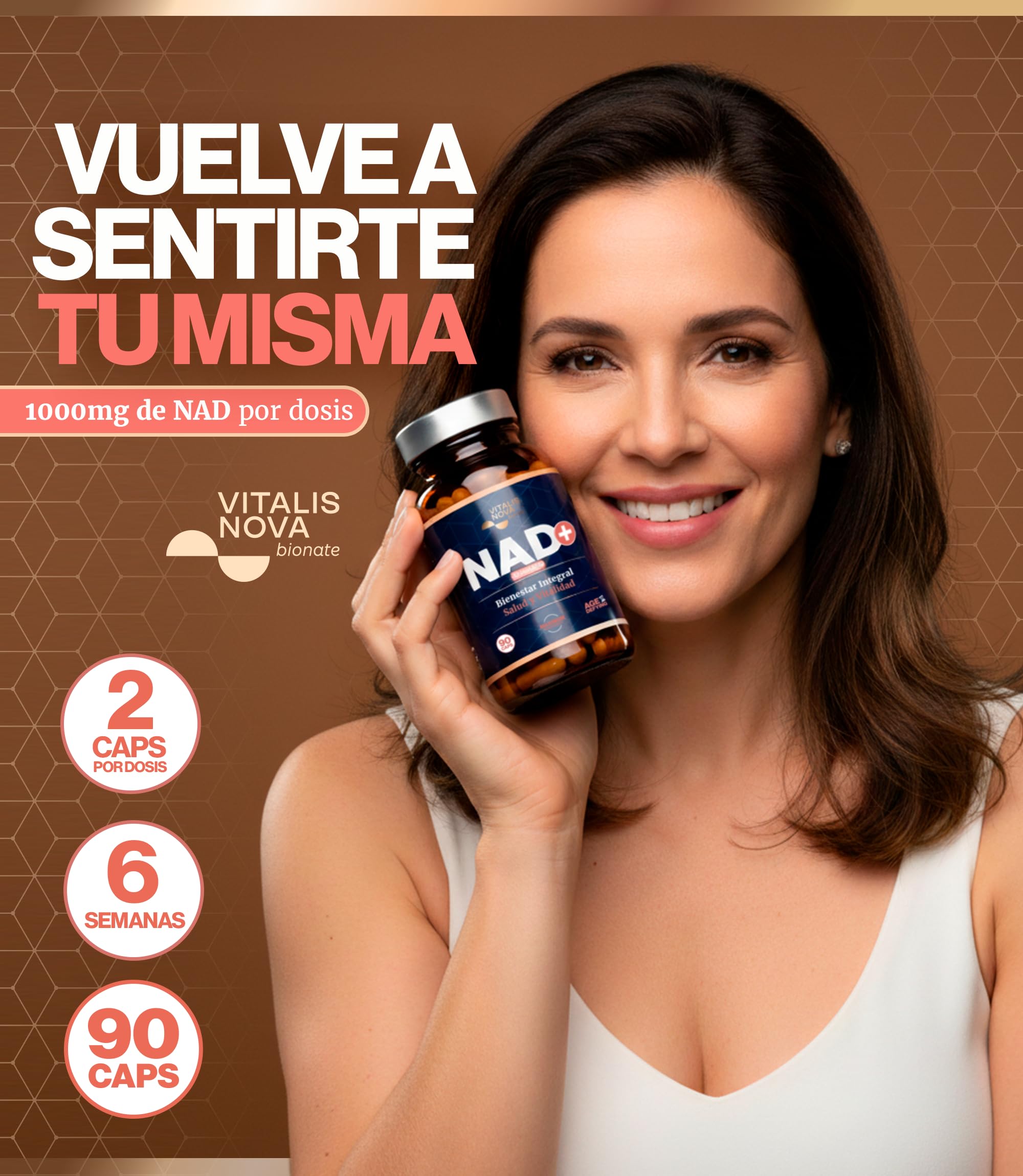 NAD+ Trans Resveratrol Alta Pureza con Nicotinamide Riboside 500mg Quercetina 250mg Apigenina 150mg Ácido Alfa Lipoico 150mg 90 Capsulas Energía Celular Longevidad Antioxidante Piel Anti Age Vitalidad