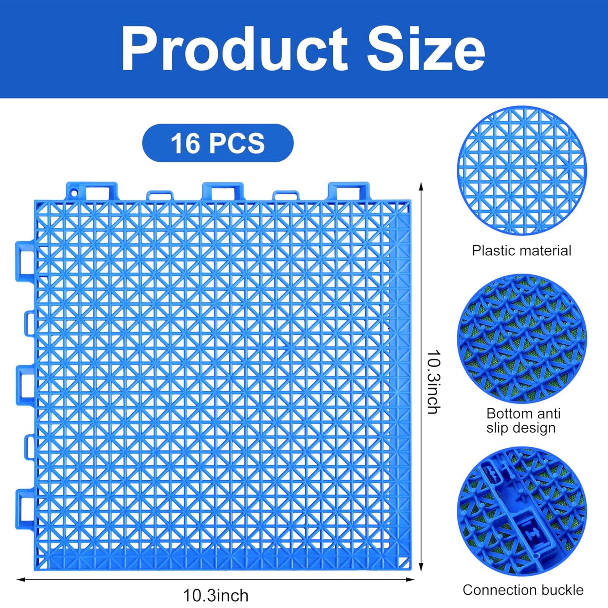 16 Pcs Modular Interlocking Cushion- 10.3" x 10.3" Splicing Above Ground Pool Floor Protectors- Non-Slip Pools Spas Floor Mat Pathways from the Pool to the Porch — Amazon image 2