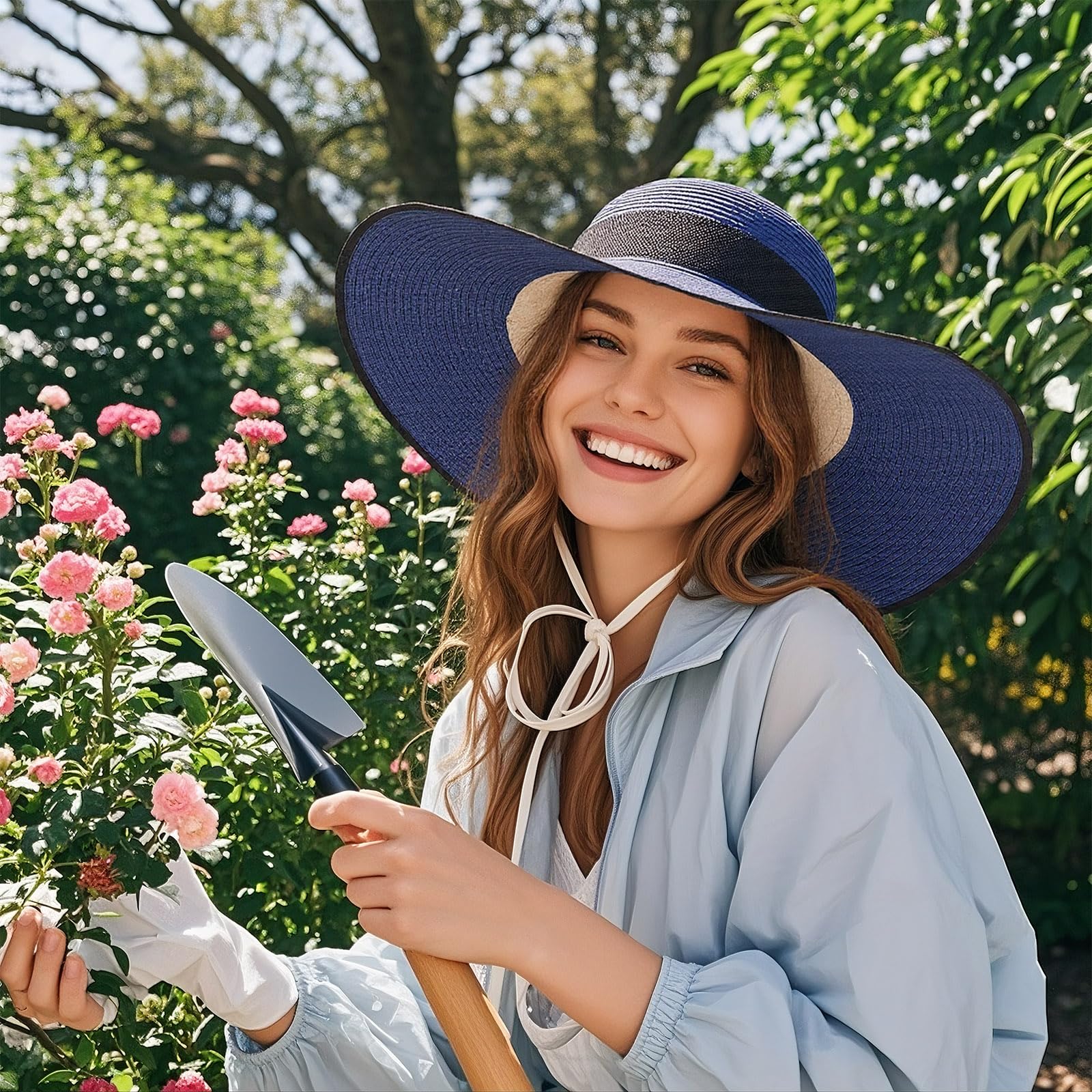 powerking Large Bordure Paille Chapeau de Soleil, Protection UV Chapeau d'été emballable Pliable Disquette Plage Chapeaux de Soleil pour Les Femmes