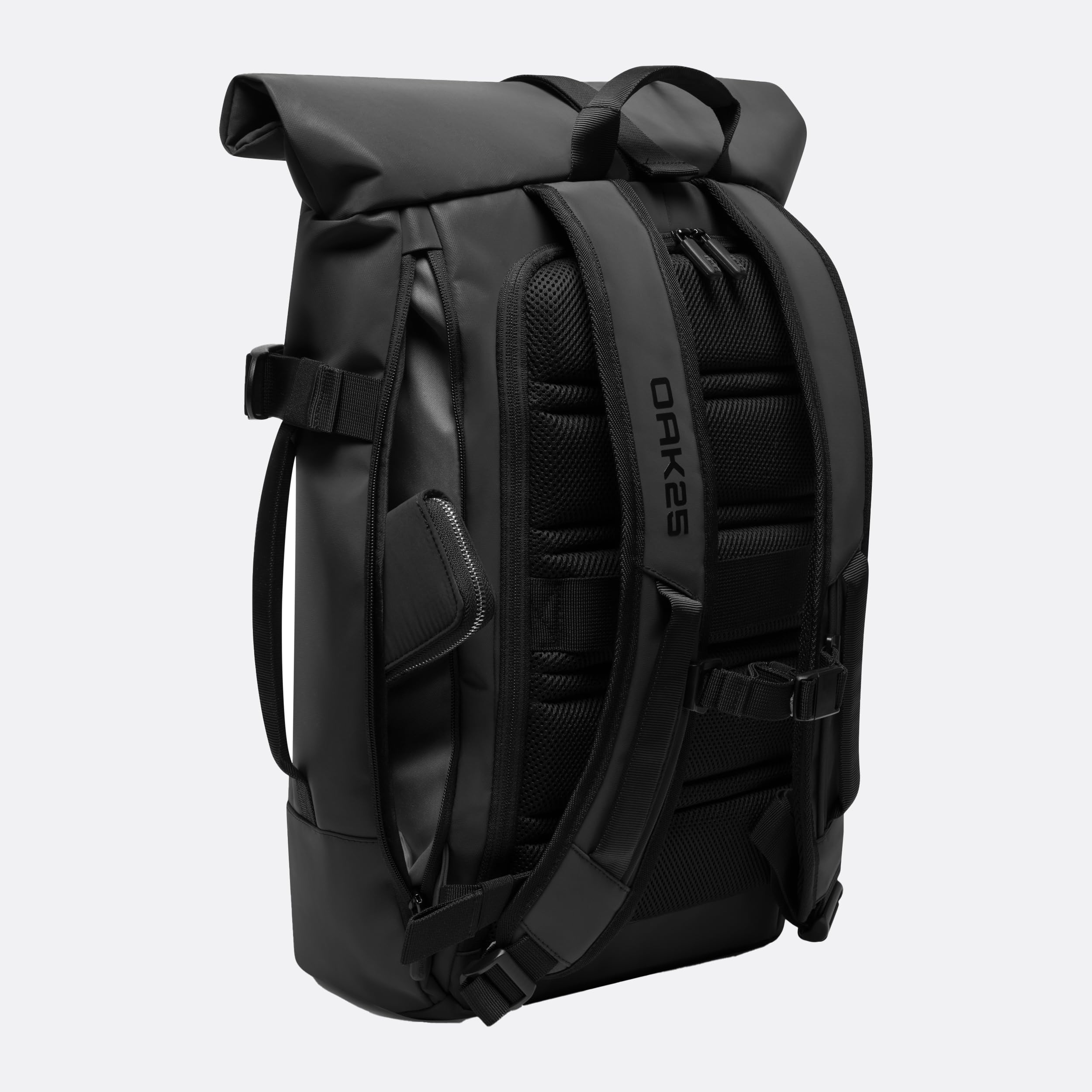 OAK25 Mochila Reflectante para Mujeres y Hombres - Luminite Rolltop - Rolltop Backpack para Trabajo Moto Bicicleta - Compartimento para Portátil hasta 16 Pulgadas - Reflective Daypack 23L