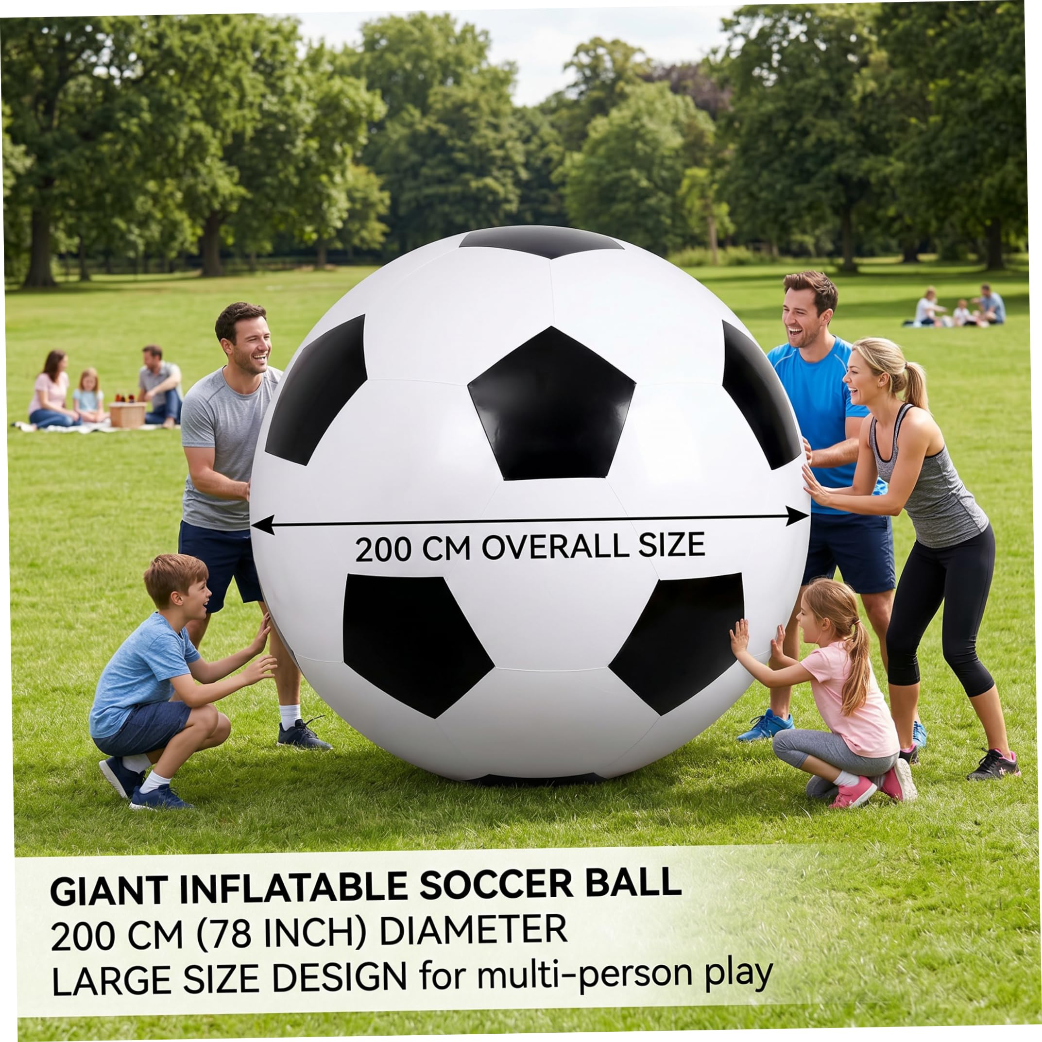 Balón de fútbol Inflable Gigante, PVC, 35, 43 Pulgadas | Tamaño gigante de 35, 43 pulgadas, juego para varias personas, uso en piscina/playa, fácil almacenamiento y transporte, para