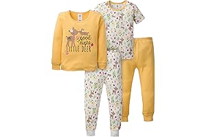 Baby Girls' Toddler Snug Fit 4-Piece Pajama Set