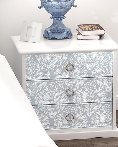 Miniatura 7 de Papel tapiz moderno para despegar y pegar, papel de pared azul y blanco, 17.3 x 78.7 pulgadas, autoadhesivo, extraíble, papel de contacto bohemio,