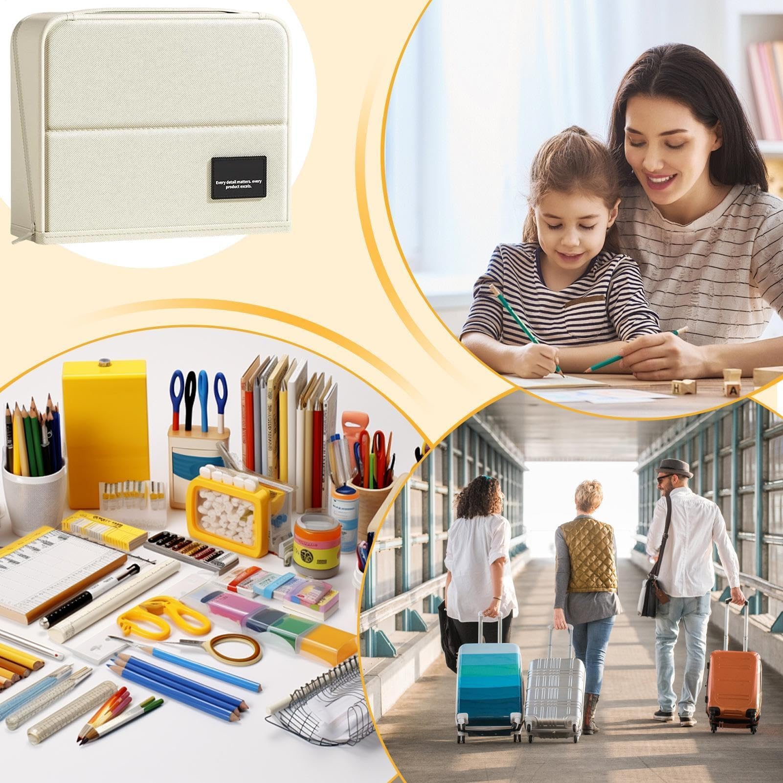 Trousse à crayons – Organiseur étanche de grande capacité avec plusieurs compartiments pour l'école, l'art, le maquillage, les voyages, le bureau, la maison – Idéal pour la papeterie et les