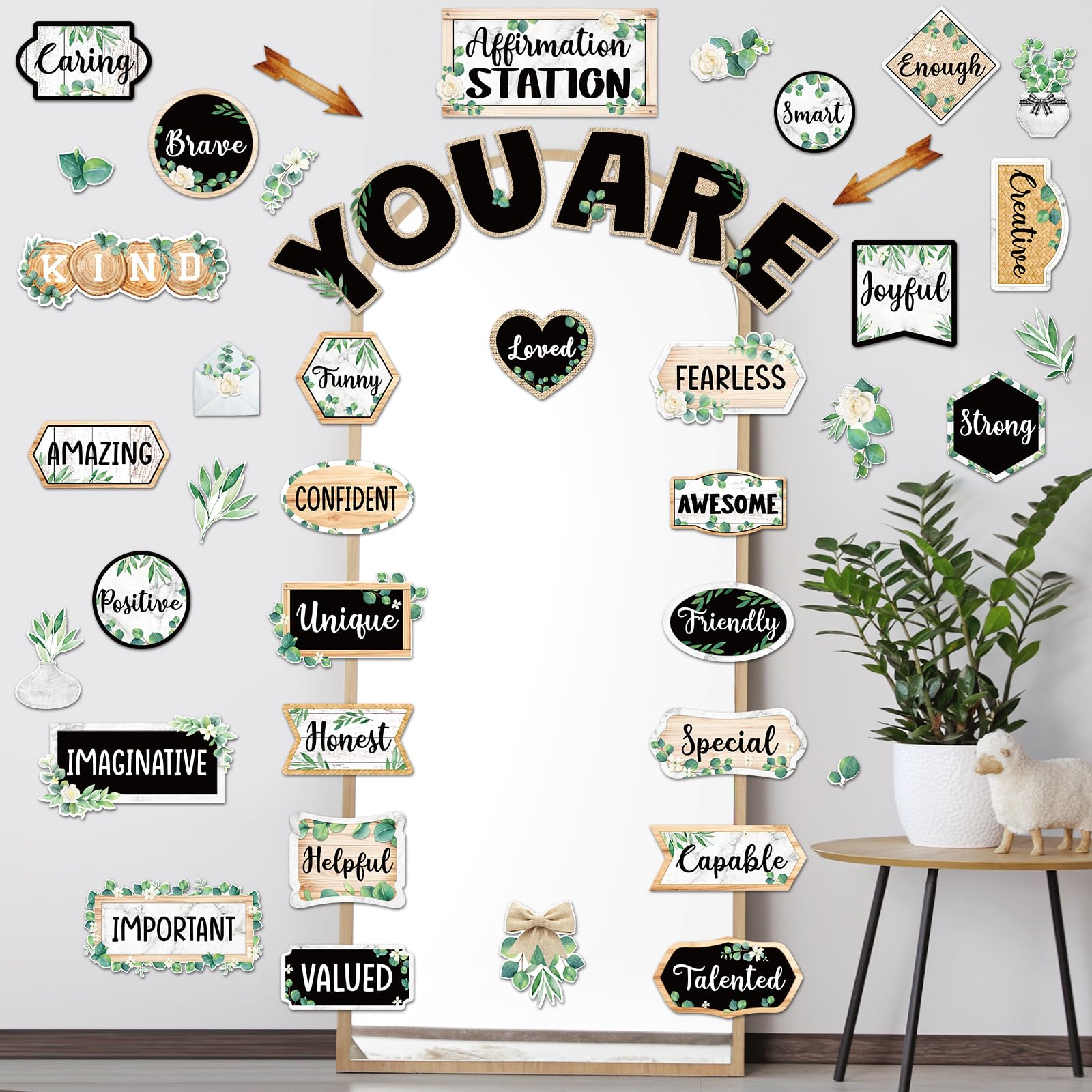 24 Motivations-Magnete Mit Eukalyptus-Motiv – Positive Sprüche Für Kühlschrank, Pinnwand, Schule & Büro