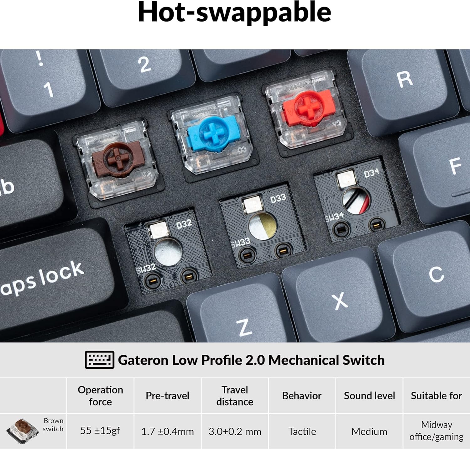 Keychron K7 Pro QMK/VIA Ultra-Slim Hot-swappable Wireless Bluetooth Custom Mechanical Keyboard, 65% Layout Programmable Macro RGB Backlight with Low-Profile Gateron Brown Switch for Mac Windows Linux