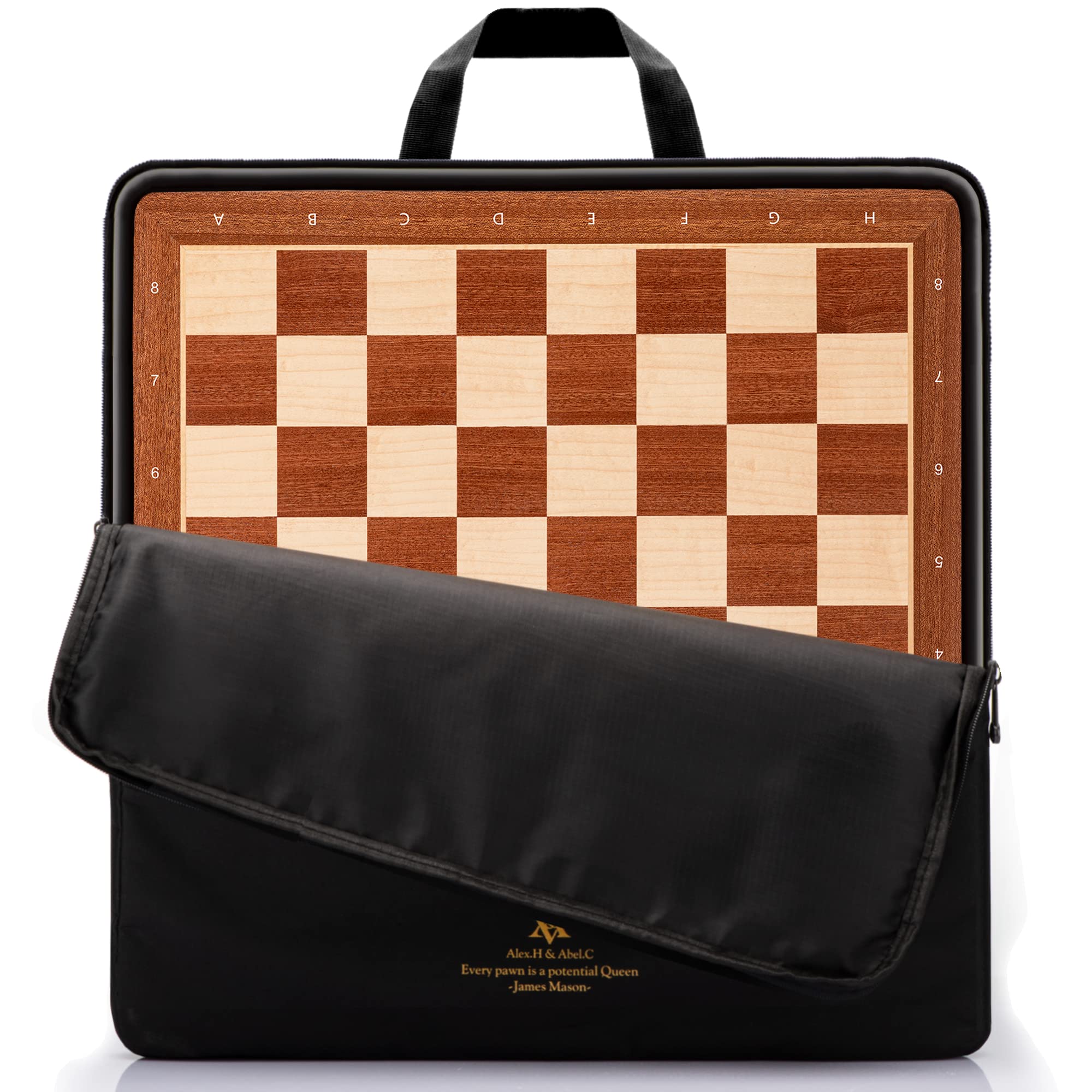 A&A 18.875" Professional Wooden Tournament Chess Board / Mahogany & Maple Inlaid /2.0" Squares w/ No