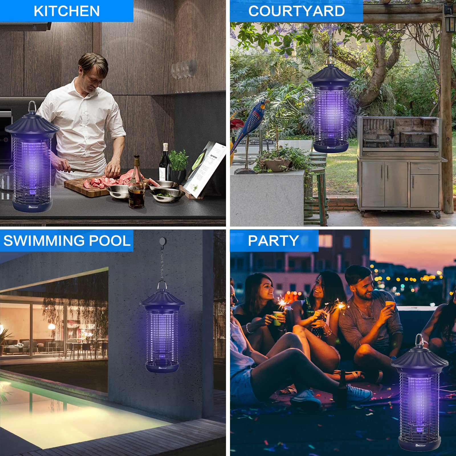 4200V 20W Lampada Antizanzare, elimina insetti e mosche, impermeabile IPX4, insetticida a LED per uso interno/esterno, antizanzare, mosche, falene, adatto per la casa
