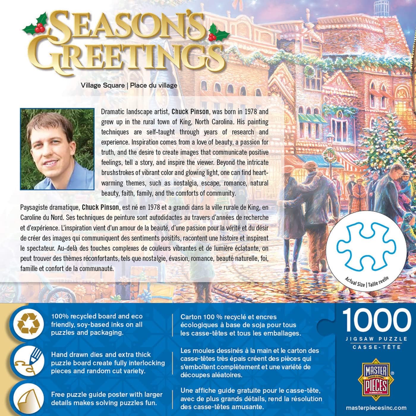 MasterPieces 1000 Piece Christmas Jigsaw Puzzle - Village Square - 19.25"x26.75" image 3