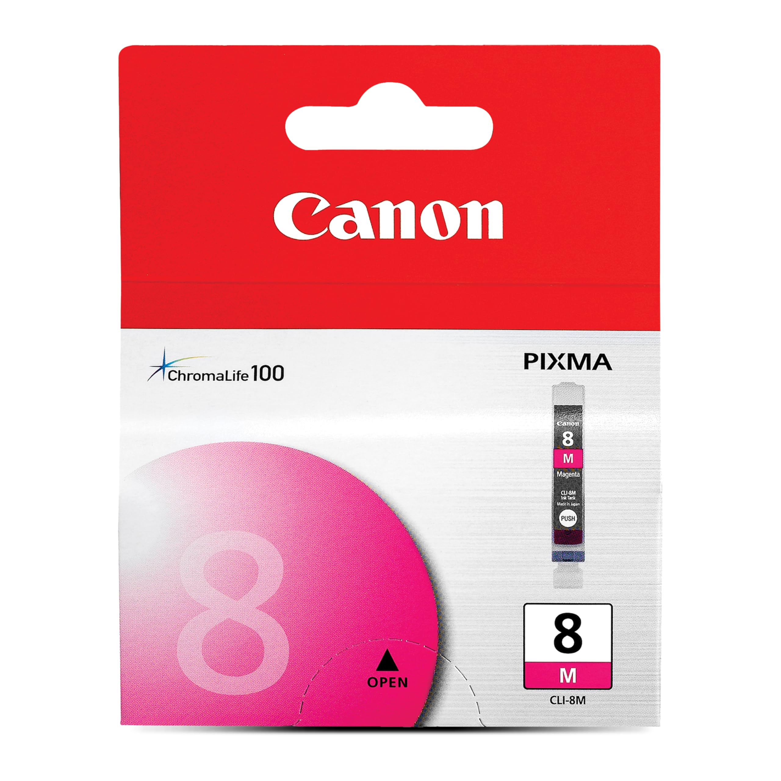 Canon CLI-8 Genuine Magenta Ink Tank, Compatible with iP3500, iP3300, MP970, MP960, MP950, MP800R, MP830, MR810, MP800, MP500, MX850, MX700, MP610, MP600, MP530, MP520, and MP510 Printers