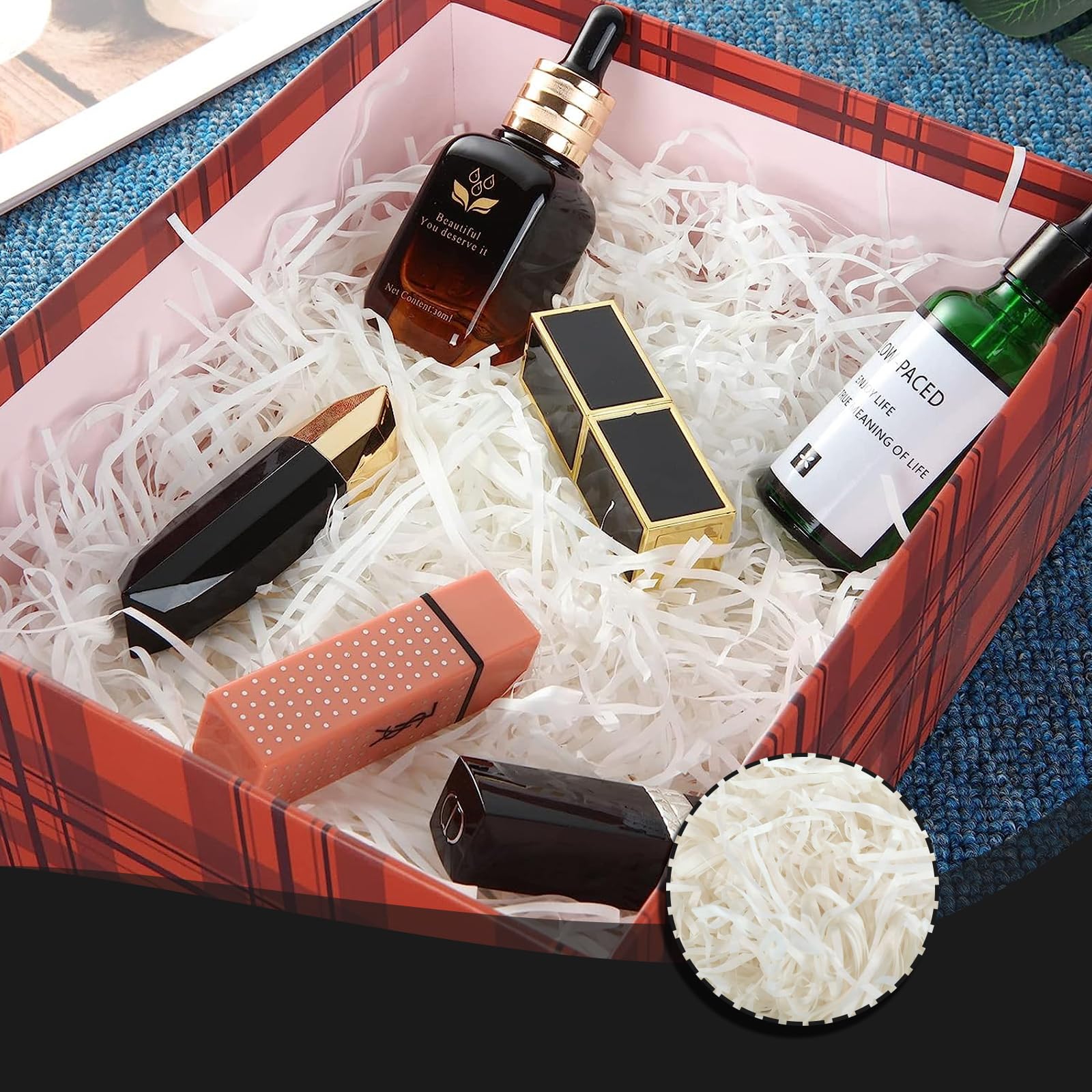 Creavvee Emballage Cadeau Festif Rouge Et Matériau De Protection 200 G