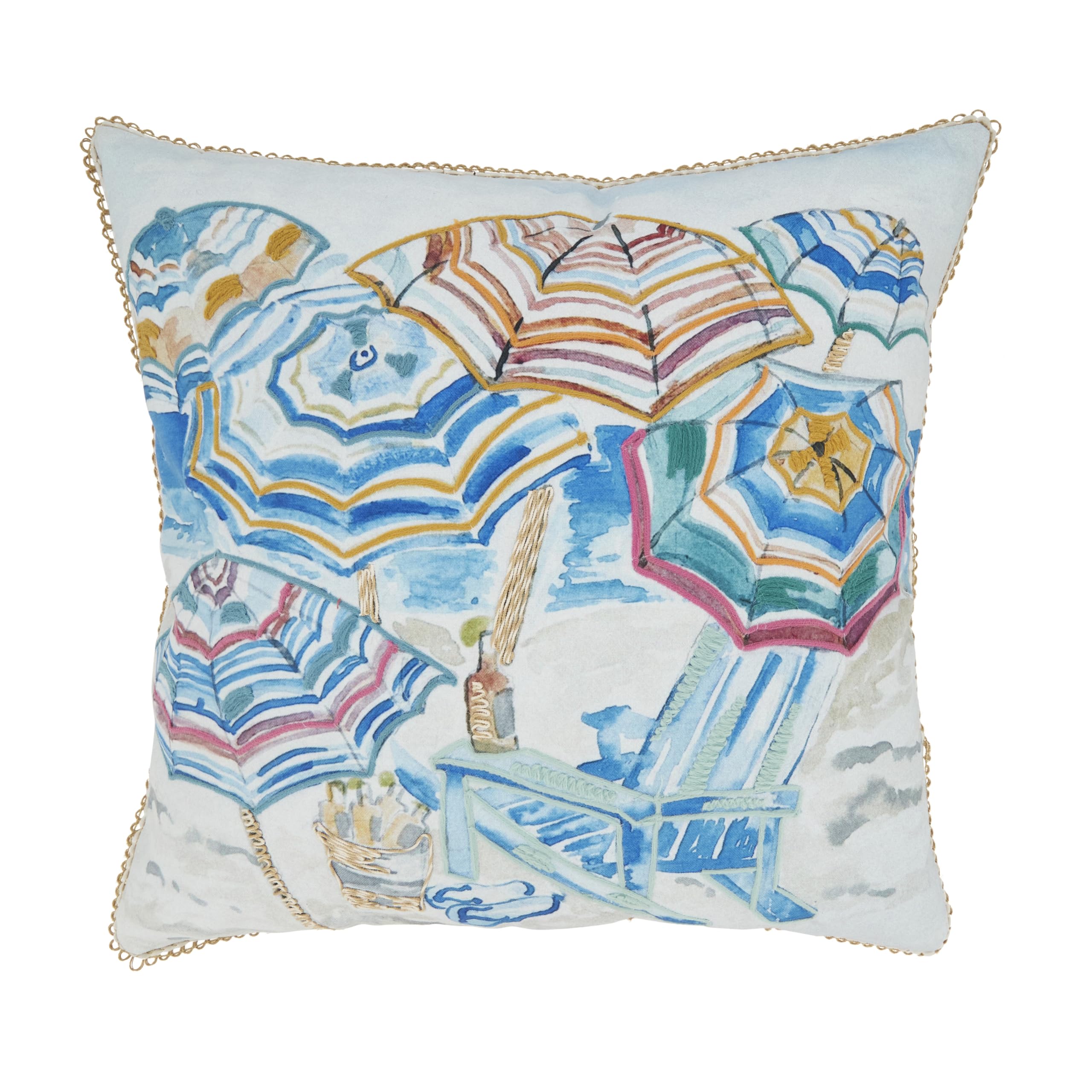 SARO LIFESTYLE Vibrant Outdoor Beach Umbrellas Pillow Cover 20x20 Multi