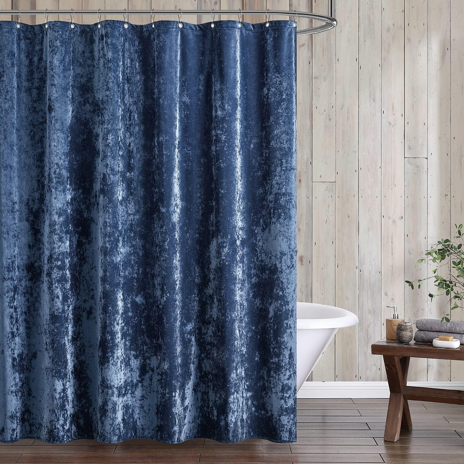 Fredsure Distressed Velvet Shower Curtain Set, 13 Pieces