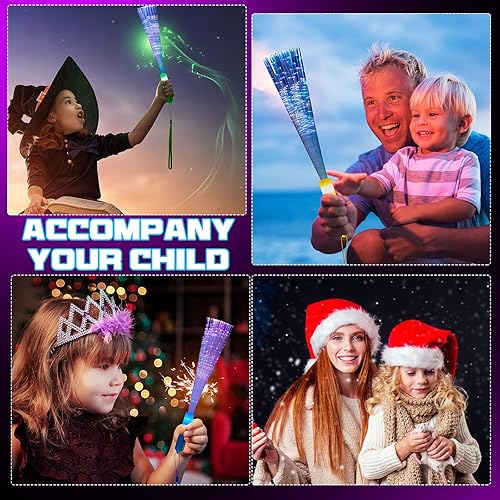 Miniatura 5 de Lewtemi 48 varitas de fibra brillante con luz LED, varitas de fibra óptica, varitas intermitentes LED, varitas de fibra óptica para recuerdos de