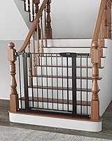 Cumbor 29.7-40.6" Auto-Close Baby Gate for Stairs - Mom's Choice Award Winner, Pressure Mounted Safety Gate for Babies & Dogs, Black