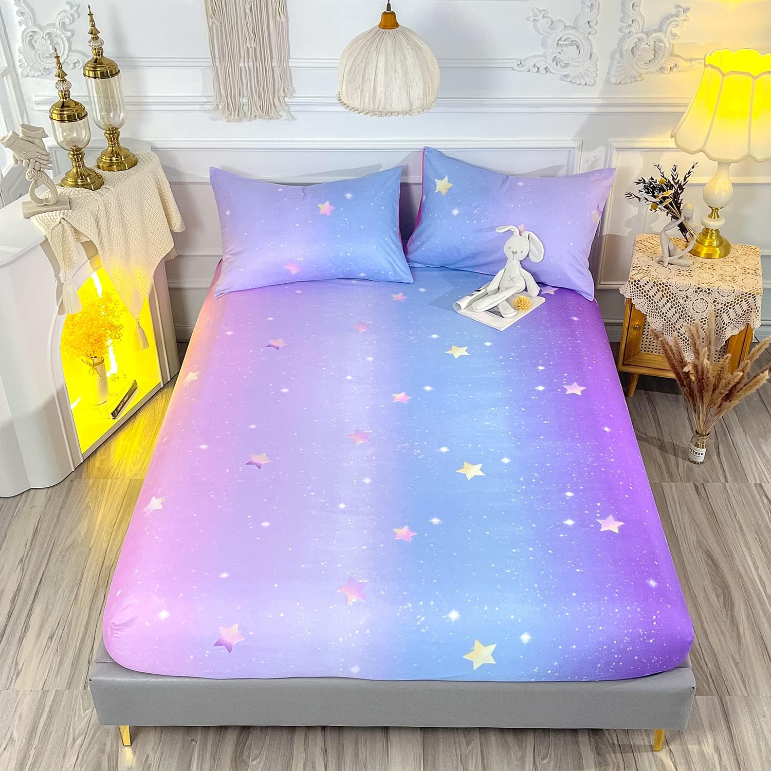 HOSIMA Girls Bed Sheets Twin,Colorful Rainbow Bedding