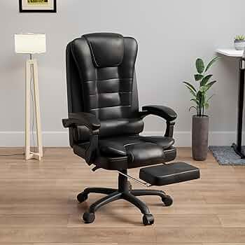 Green Soul Urbane Premium Leatherette Office Chair, High Back Ergonomic Home Office Executive Chair with Spacious Cushion Seat, Footrest & Heavy Duty Nylon Base (Black)