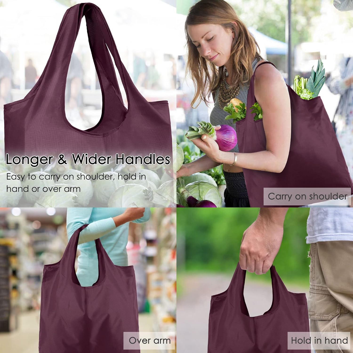 BeeGreen 20 Pack Reusable Grocery Bags w Storage Pouch Reusable Shopping Bags Bulk w Elastic Band Colorful 50LBS X-Large Foldable Fabric Bags Machine Washable Heavy Duty Tote Bags for Groceries