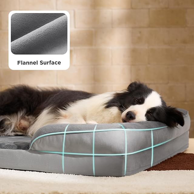 Foto 6 de 8 de Bedsure Sofá Cama Ortopédica Lavable para Perros Grandes, 106x80cm, Gris