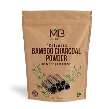 MB Herbals Activated Bamboo Charcoal 3.5 oz 100g | Food Grade Charcoal for Baking, Skin Care & Hair Care