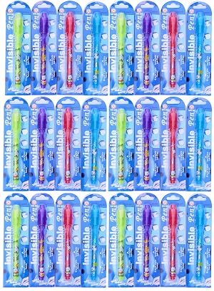 Invisible Ink Pen 24Pcs Spy Pen with UV Light Magic Marker Kid Pens for Secret Message and Birthday
