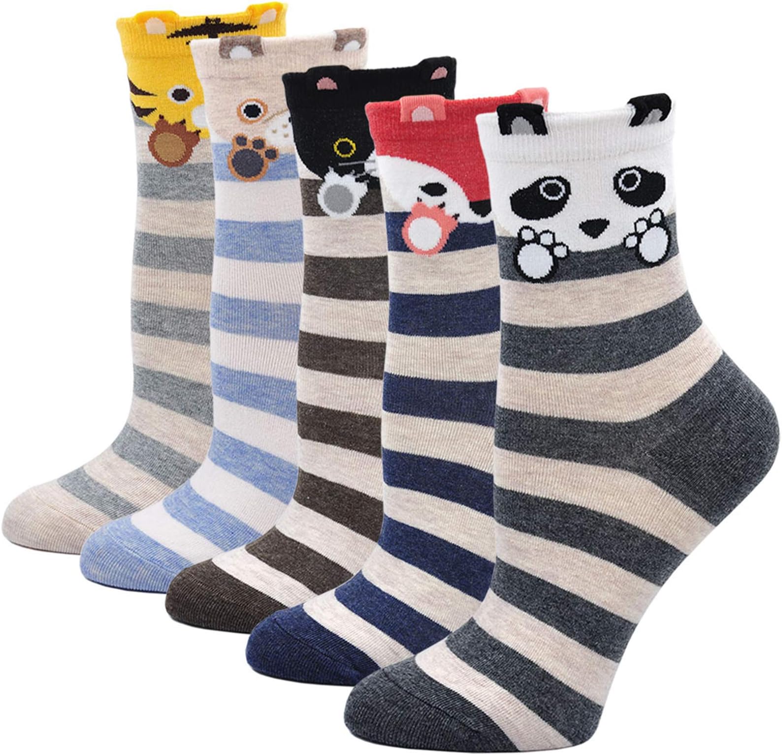 5/10 Pairs Womens Cotton Cute Cartoon Animals Character Socks UK 4-10
