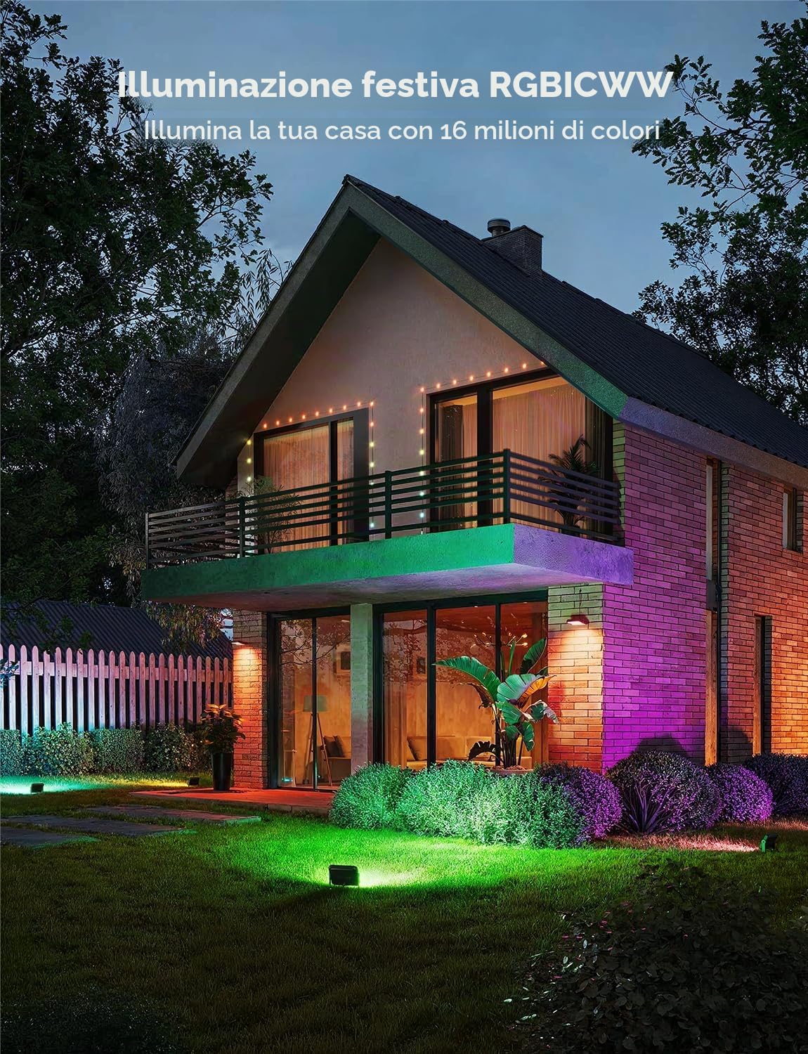 Govee 4 Faretti LED Esterno, Luce RGBIC con Bianco Freddo e Caldo, Funziona con Alexa Matter Google Home, 50+ Scene, Faretto LED da Esterno IP66 Impermeabile per Giardino e Patio