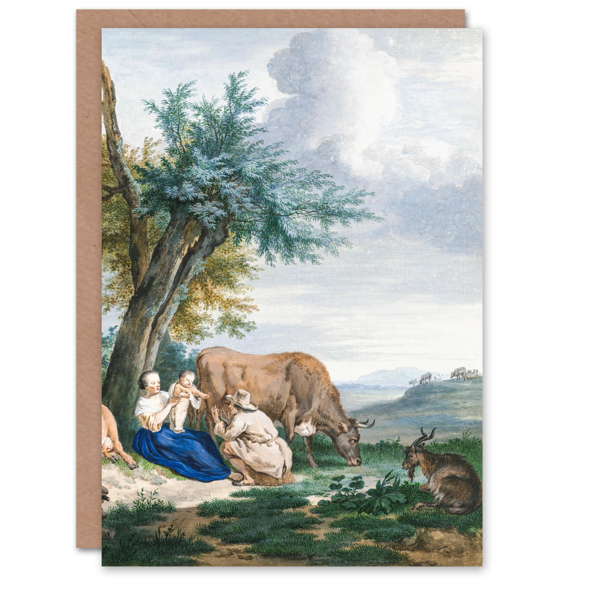 Artery8 Aert Schouman Art Card Peasant Family in a Landscape with Cattle