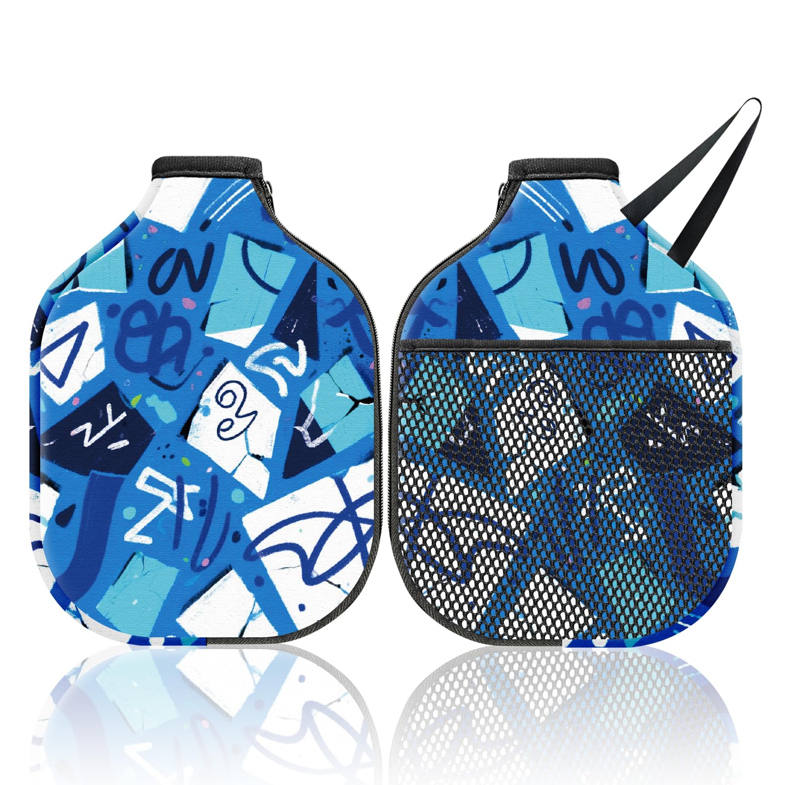 CUTHOLLOW 2 pièces Abstraction Bleue Housse De Raquette De Pickleball