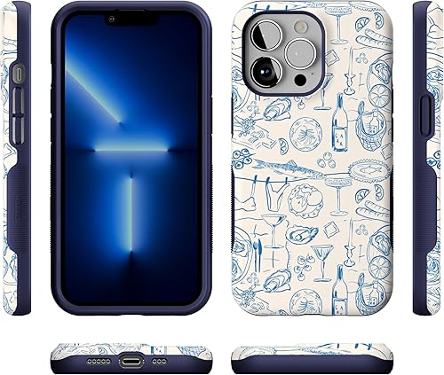 Vista 362 de Casely iPhone 13 Pro Case Compatible with MagSafe Blue Marble Case