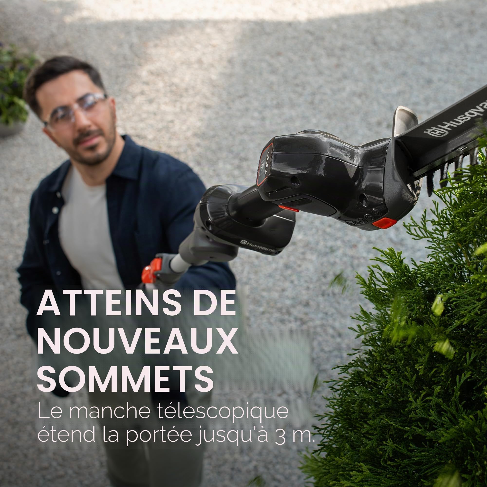 Husqvarna Aspire S20-P4A Cisaille à gazon et à arbustes sans fil avec rallonge, lame de cisaille à arbuste et à gazon, 18 V (avec rallonge, batterie et chargeur)
