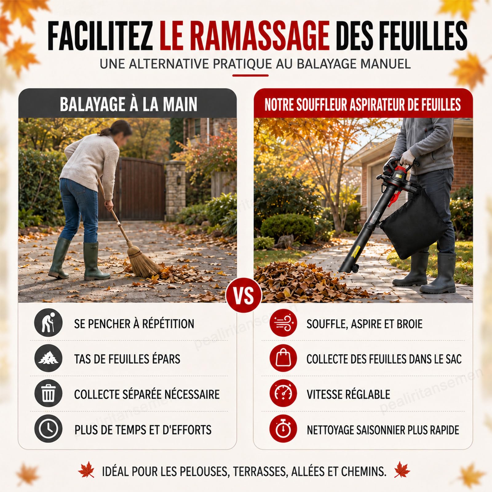 Aspirateur Souffleur De Jardin Avec Broyage 16:1 Et Sac 40 L 4×5.0Ah
