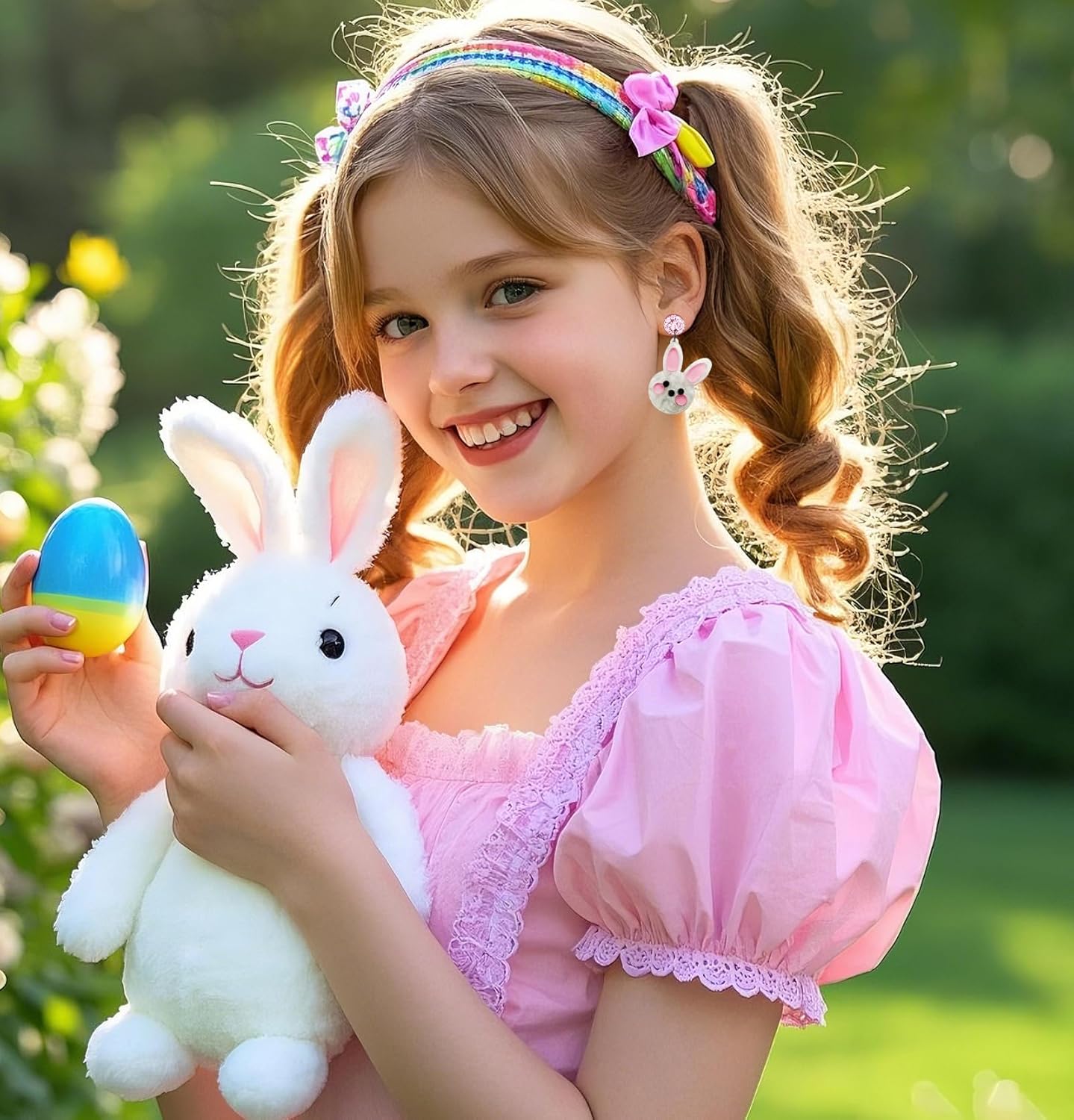 Easter Earrings for Women Cute Bunny Earrings Acrylic Rabbit Eggs Dangle Drop Earrings Easter Costume Holiday Jewelry - Image 2